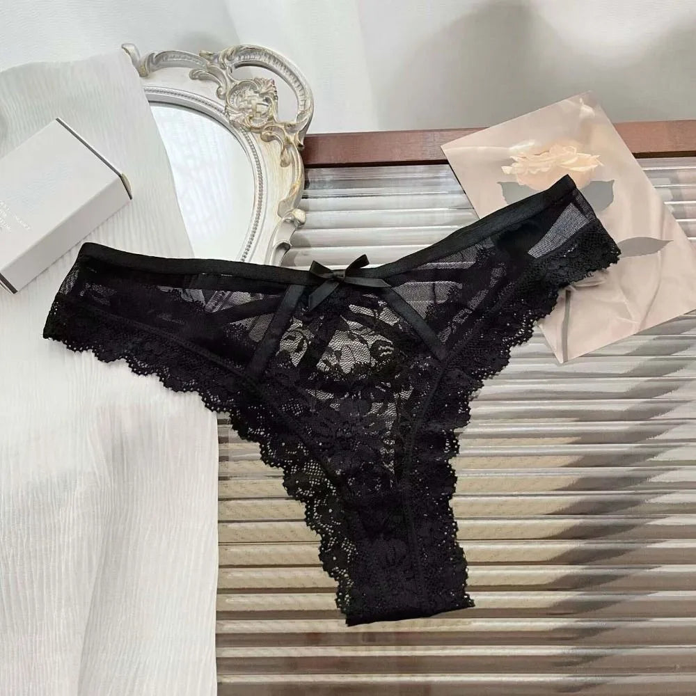 Floral Mesh Lace Ruffle Briefs – Low Waist Nylon Panties Women's Briefs Axl