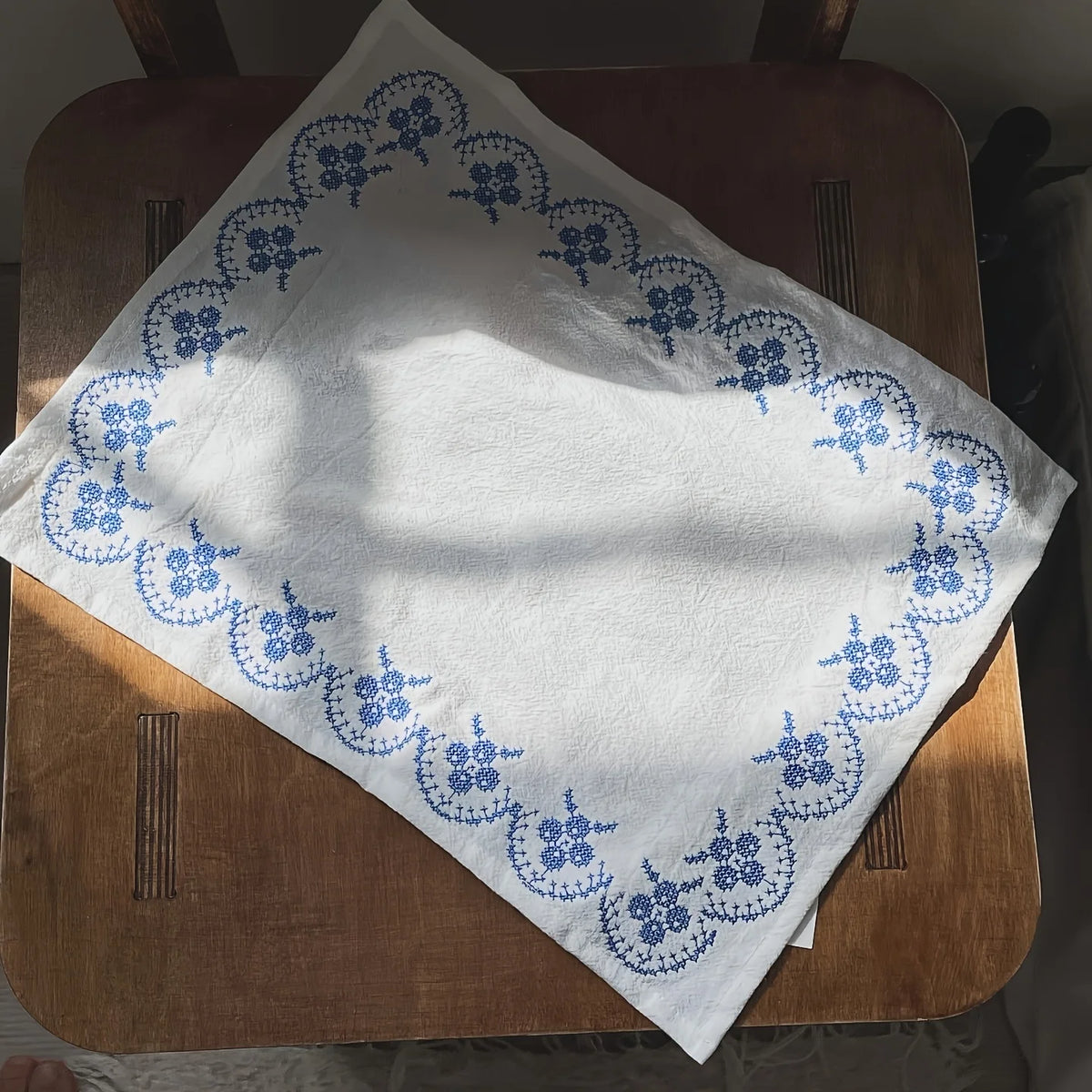 Hand-Embroidered Floral Cotton Linen Dining Mat | Boho Décor Embroidered Placemat Axl