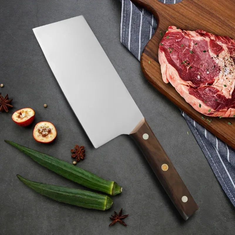 InLeung Stainless Steel Chef's Cleaver Knife – Wood Handle Chef's Cleaver Knife Axl