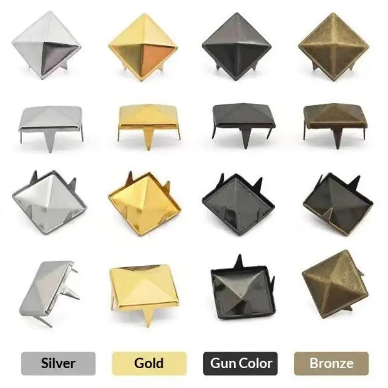100Pcs Pyramid Metal Studs 4-Prong Punk Spikes DIY Rivets Metal Studs Rivets Axl