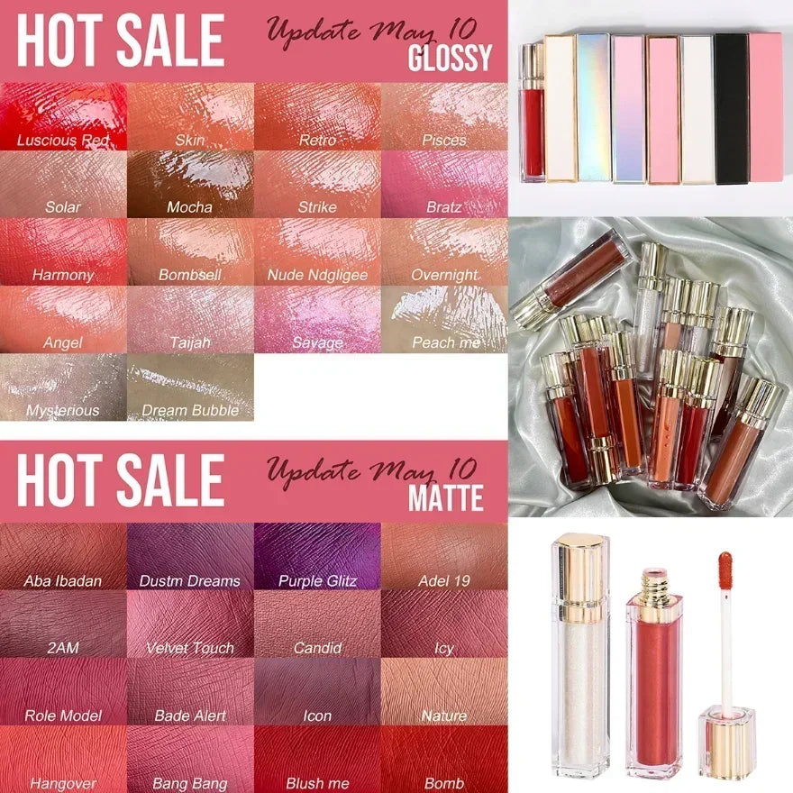 Waterproof Vegan Lip Gloss – Private Label Liquid Lipstick Lip Gloss Axl