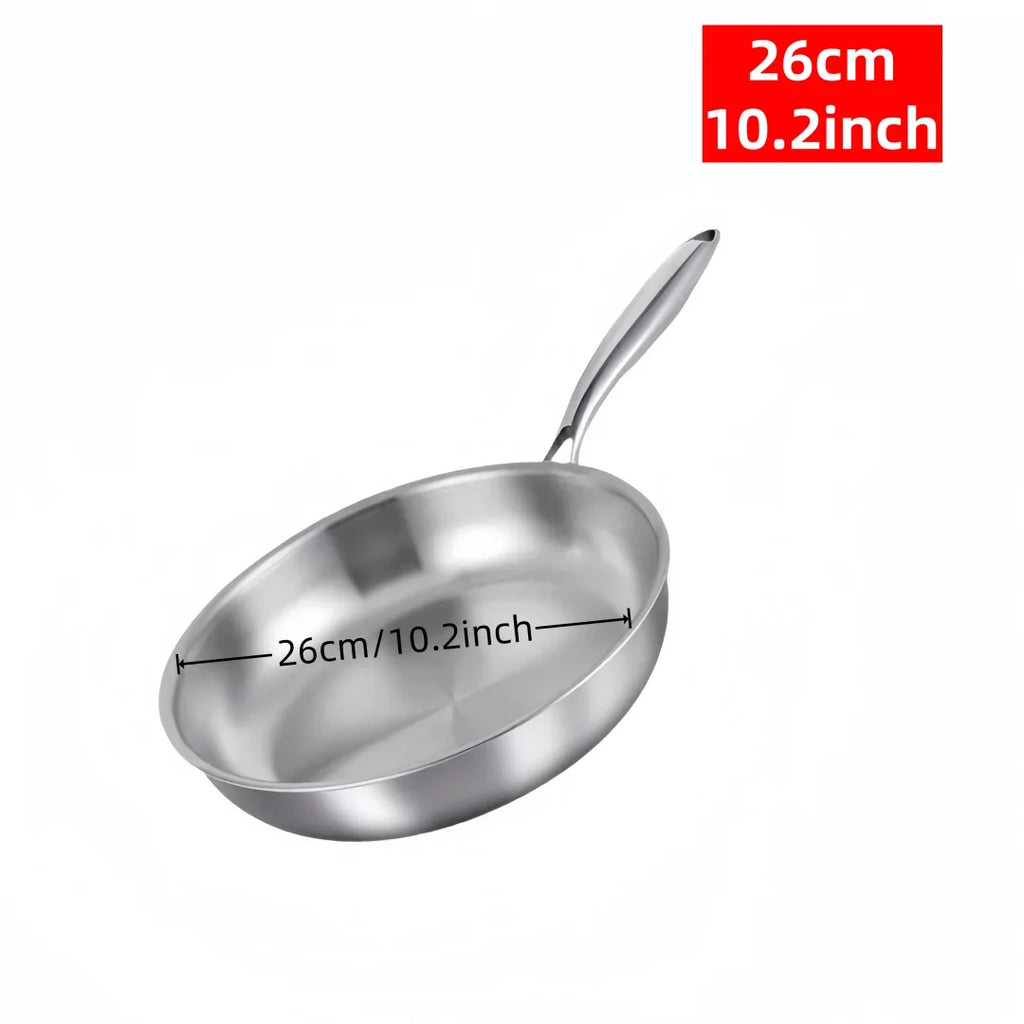 304 Stainless Steel Uncoated Frying Pan – Gas & Induction Stainless Steel Frying Pan Axl 26cm As whown