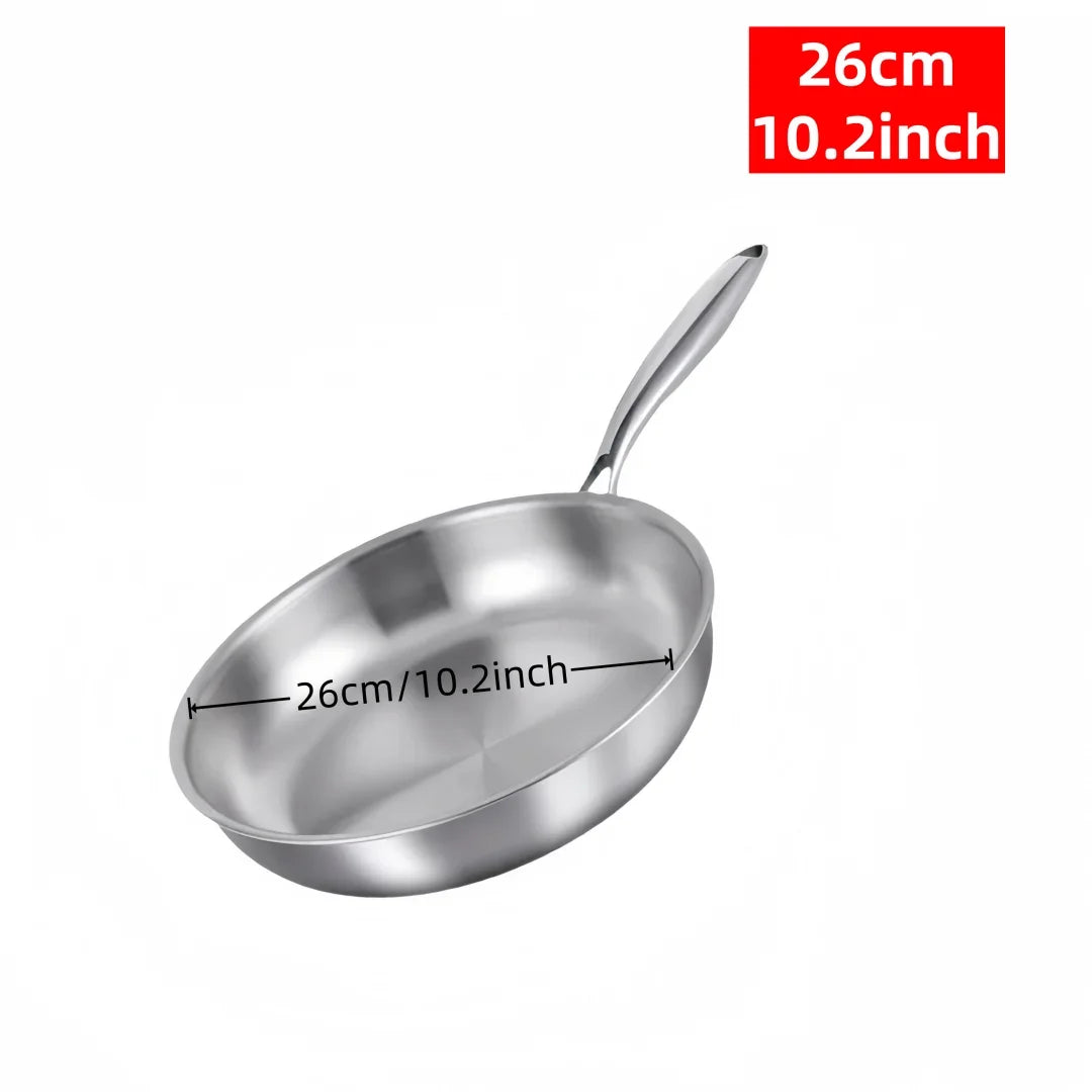 304 Stainless Steel Uncoated Frying Pan – Gas & Induction Stainless Steel Frying Pan Axl 26cm As whown