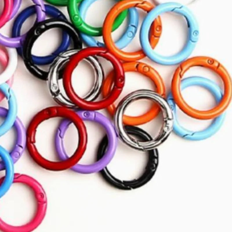 50 Pcs 25mm Colorful Alloy Spring O-Ring Buckles for DIY Keychains Keychain Ring Hardware Axl