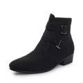 Men's British Ankle Boots – Buckle Strap Pointed Toe Booties Men's Ankle Boots Axl Black frosted 44