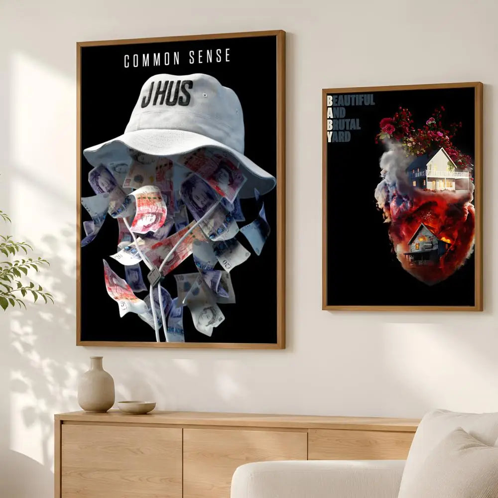 J Hus Self-Stick HD PVC Wall Poster – Waterproof Room Decor Wall Art Poster Axl