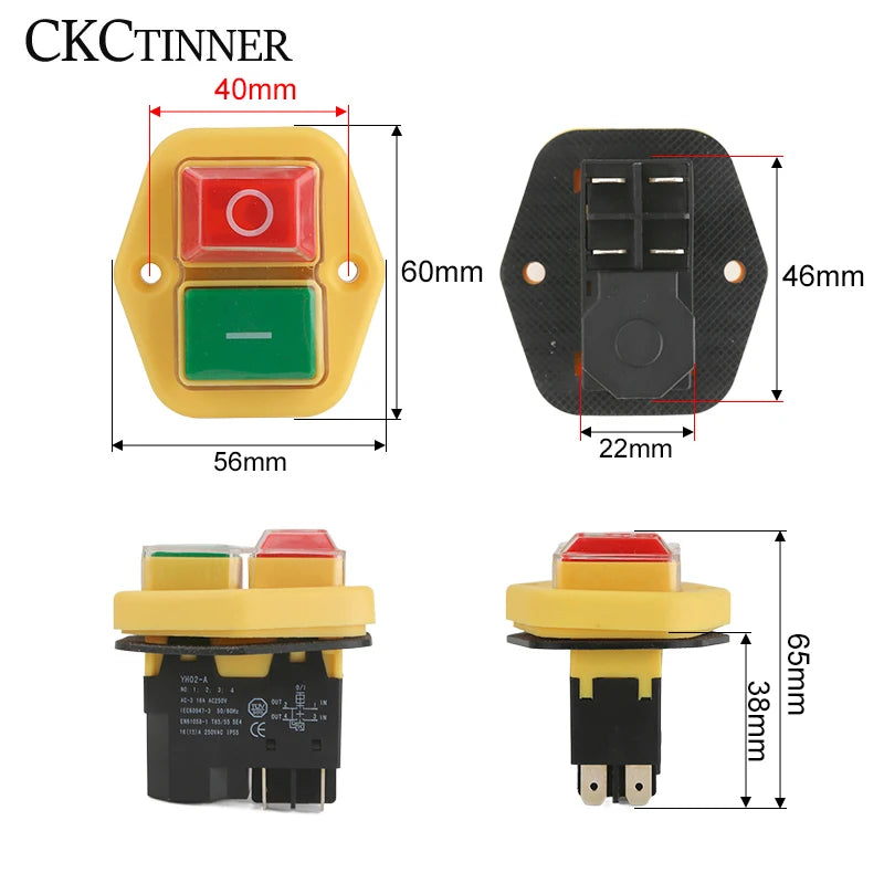 YH02 Electromagnetic Push Button Switch IP55 15A 220V CE Push Button Switch Axl