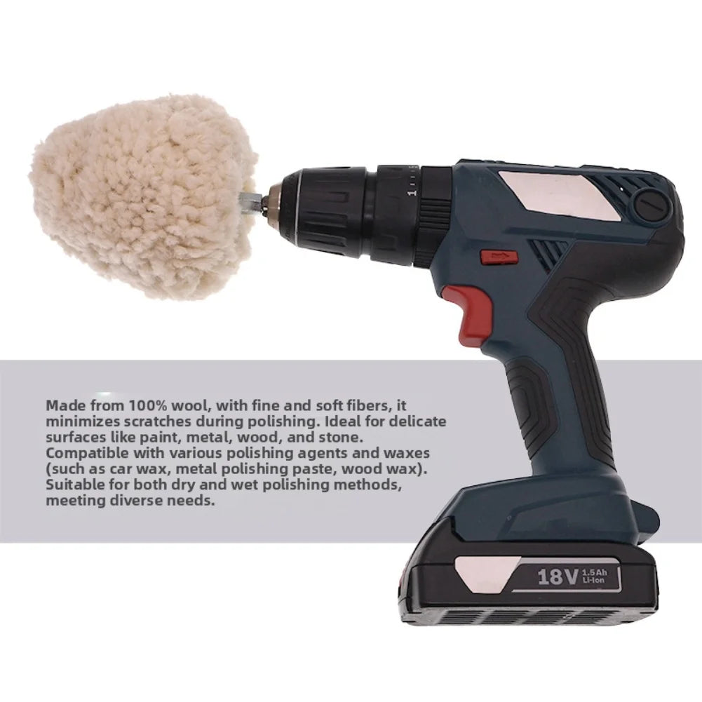 4-Inch Wool Buffing Ball Hex Shank – Auto & Craft Polishing Wheel Wool Polishing Wheel Axl