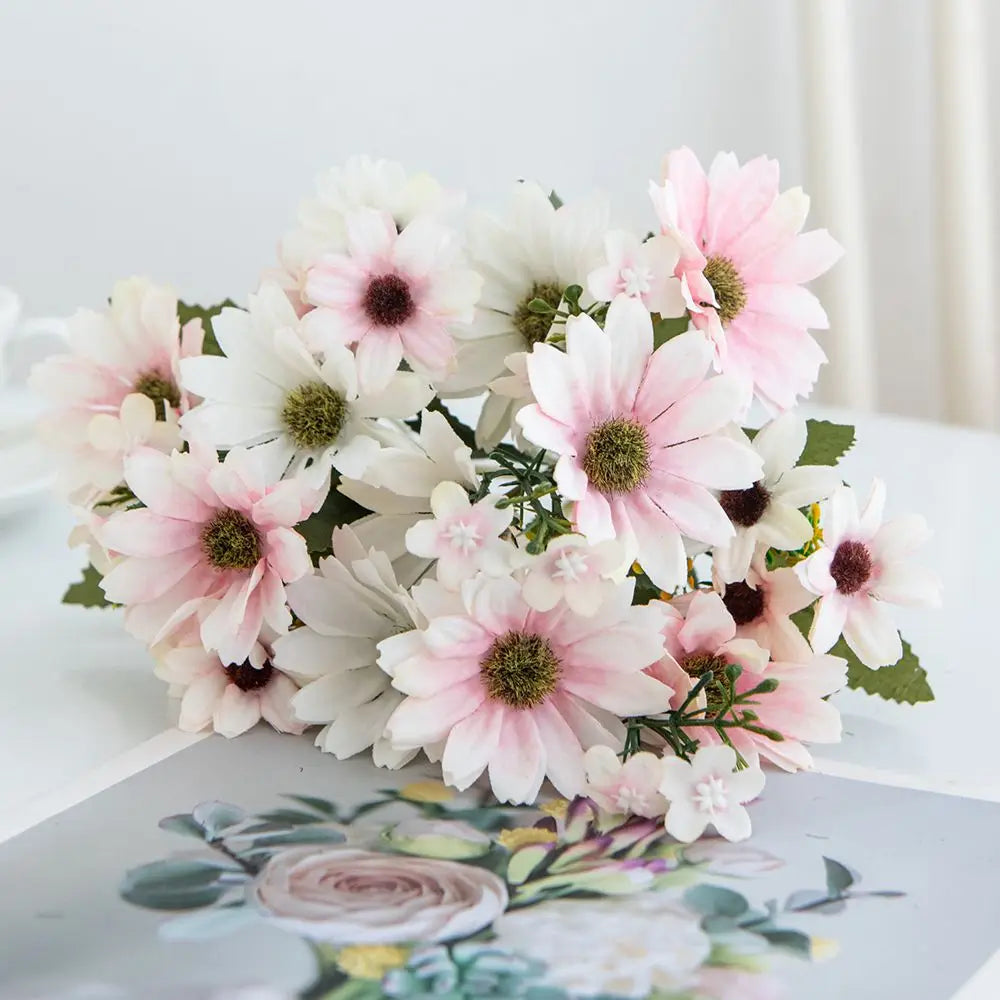 Silk Artificial Daisy Flowers – Wedding & Home Decor Bouquet Artificial Flower Bouquet Axl colour2 2pcs