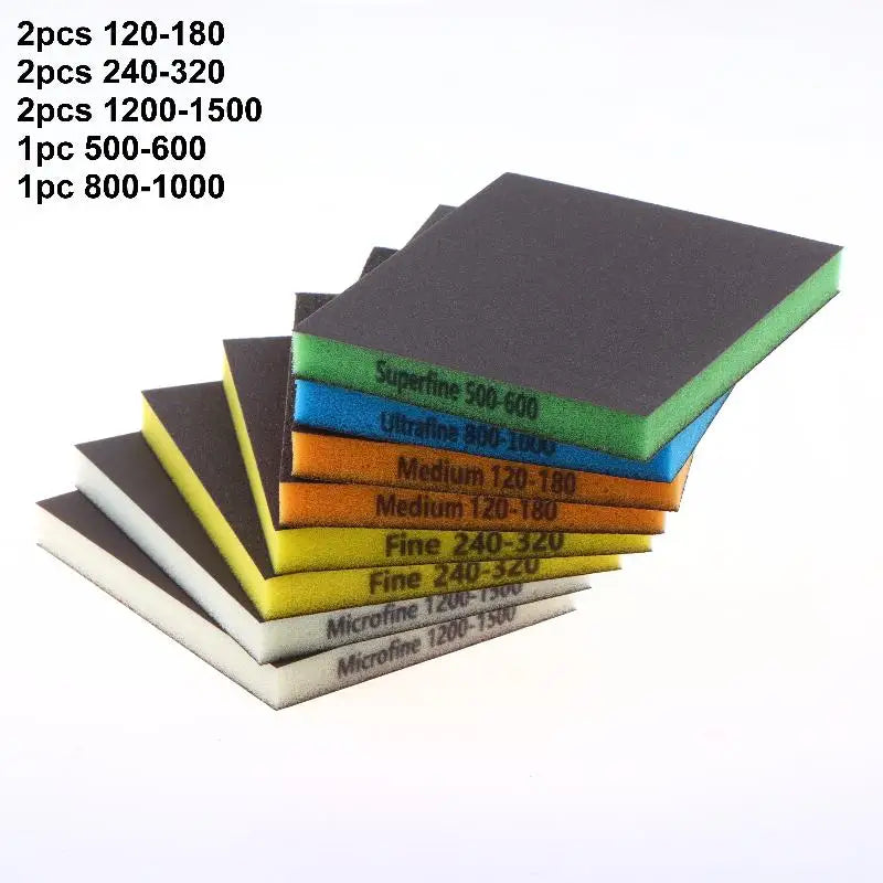 8-Pc Double-Sided Sponge Sanding Pads Assorted Grits 120–1500 Sponge Sanding Pads Axl A6