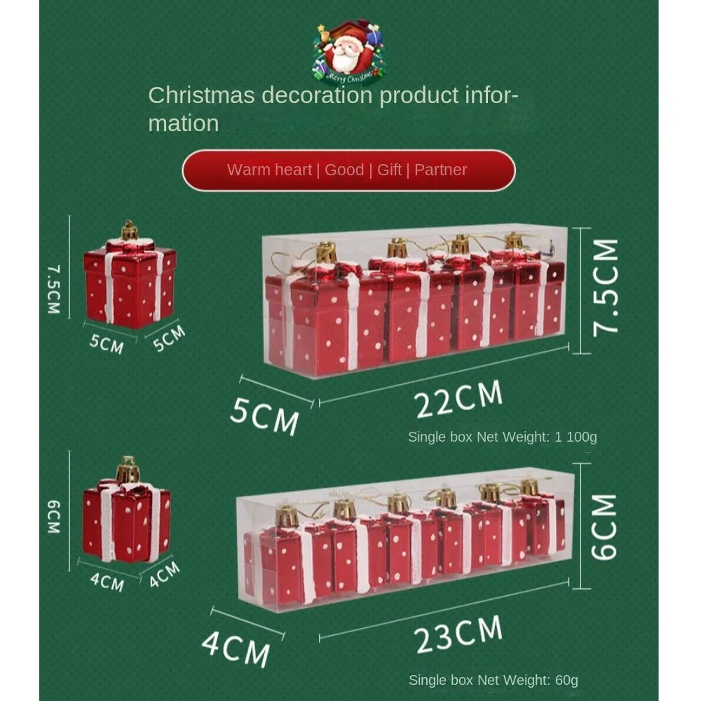 Painted Plastic Christmas Gift Box Tree Ornaments Pendants Christmas Tree Ornaments Axl
