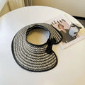 Women's Collapsible Straw Sun Visor Cap – Wide Brim UV Hat Straw Sun Visor Hat Axl Black
