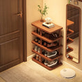 Multi-Tier Bamboo Shoe Rack – Narrow Entryway Floor Organizer Bamboo Shoe Rack Axl 5-tier