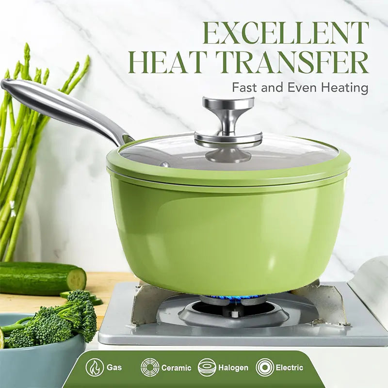 PGY Ceramic Nonstick Saucepan with Lid | 16/18/20cm All Cooktops Ceramic Nonstick Saucepan Axl