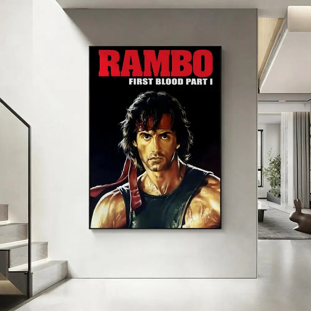 Rambo First Blood Movie Poster – HD Waterproof Wall Art Movie Wall Poster Axl White1 30X40cmNoframe
