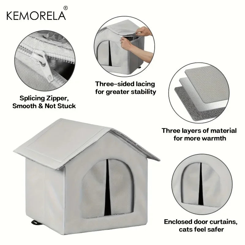 KEMORELA Large Insulated Outdoor Cat House | Oxford Kennel Outdoor Cat House Axl
