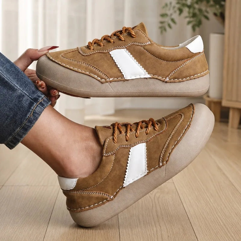 ZULIWAGN Women's Wide Toe Flat Casual Sneakers | Lace-Up Women's Flat Sneakers Axl