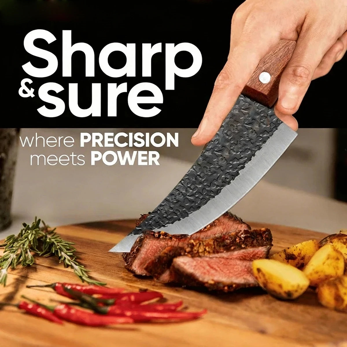 Handmade Forged Chef Knife Set – Butcher, Boning & Cleaver Kitchen Knife Set Axl