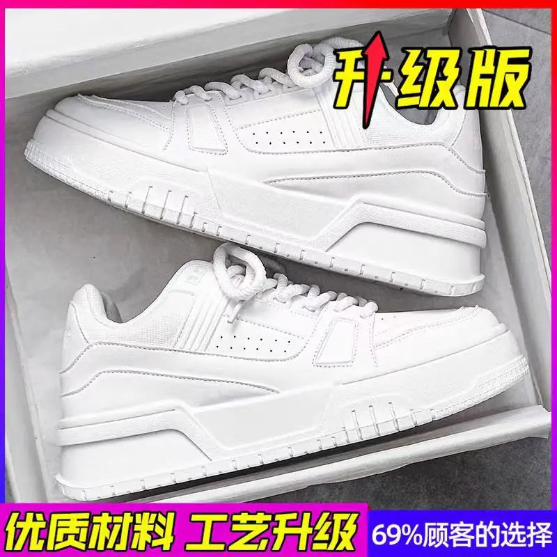 Men's Thick Sole Breathable Casual Sneakers | Non-Slip Lace-Up Men's Casual Sneakers Axl WHITE 44