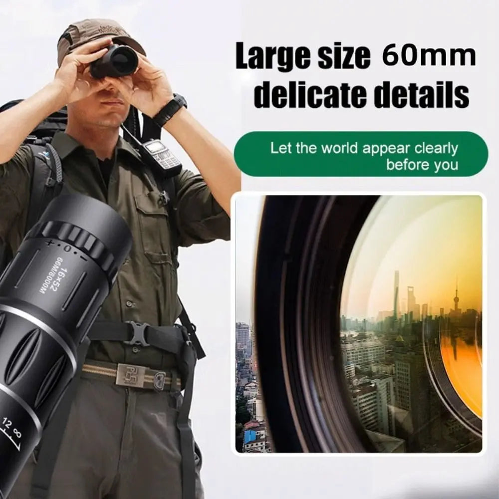16x52 HD Monocular Telescope – BAK4, Fogproof, Low-Light Monocular Telescope Axl
