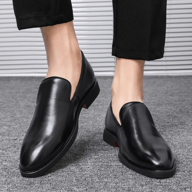 Men's Red Sole Pointed Toe Loafers – Slip-On Business Dress Shoes Men's Dress Loafers Axl