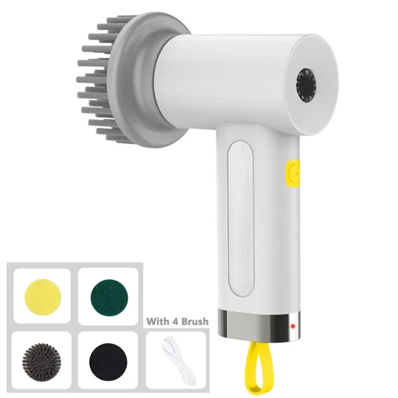 BALASHOV 4-in-1 USB Rechargeable Electric Spin Scrubber Brush Electric Scrubber Brush Axl WHITE