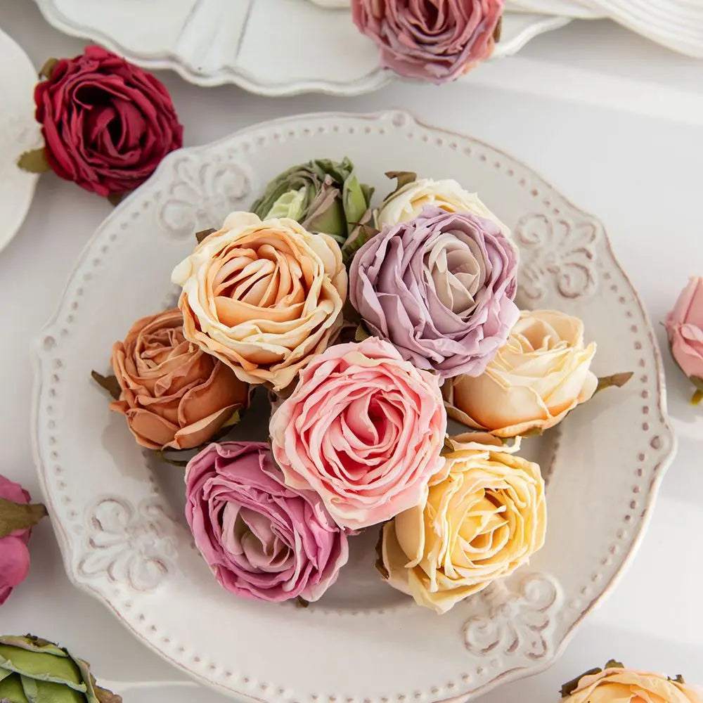 Silk Burned Edge Roses – Artificial Flowers for Wedding Décor Artificial Flowers Axl mix 20PCS