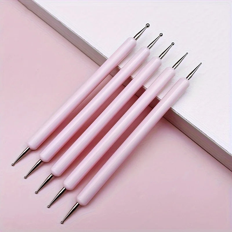 5-Piece Nail Art Dotting Tools Set – Double-Ended Stylus Pens Nail Art Dotting Tool Axl Pink