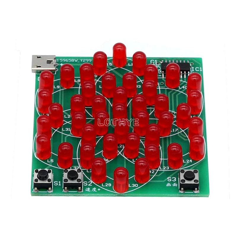 43 LED DIY Windmill Soldering Kit – 9 Animated LED Patterns 5V DIY Electronics Kit Axl