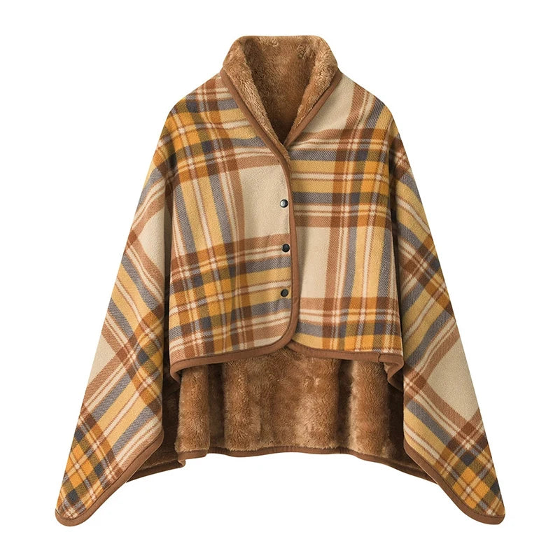 Wearable Plaid Fleece Blanket with Button | Warm Cozy Throw Wearable Fleece Blanket Axl F 100X140CM