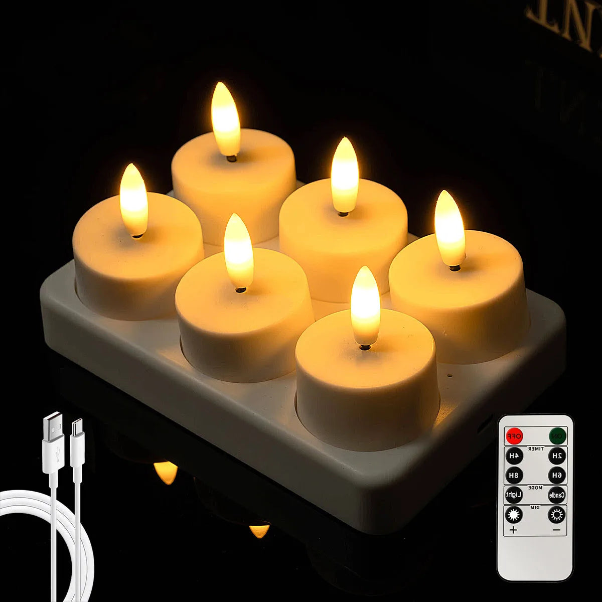 LED Rechargeable Flameless Tea Light Candles – 4/6/8 Pack LED Flameless Candles Axl