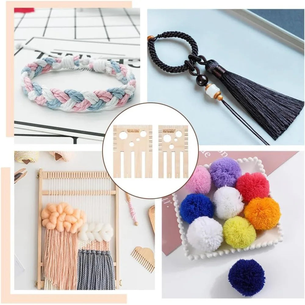 Wood Pom Pom Maker Loom Kit – 4 Sizes DIY Wool Craft Tool Pom Pom Maker Kit Axl