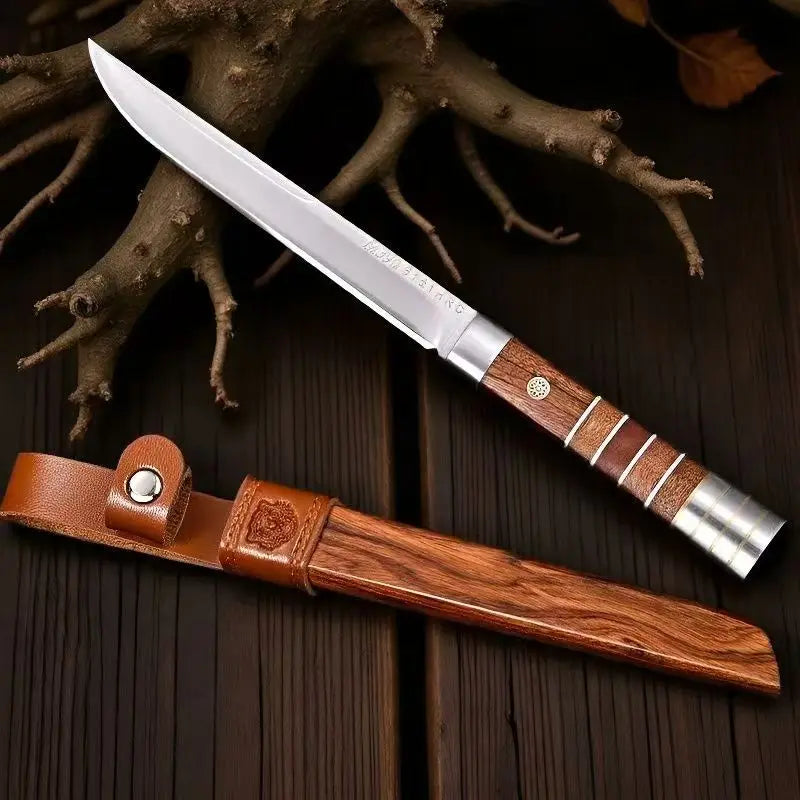 Bone-Cutting Knife Set 1–4 Pc | Steel Blade & Wooden Sheath Kitchen Knife Set Axl