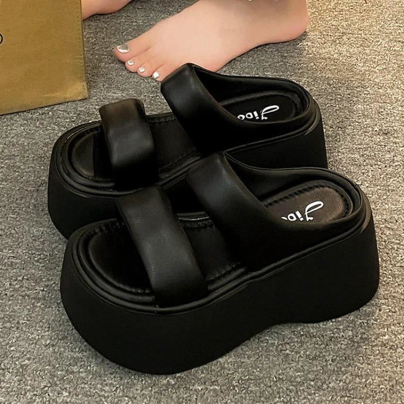 Women's Platform Sandals – Muffin Sole Slip-On Beach Shoes Platform Sandals Axl