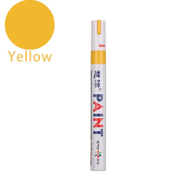 12-Color Waterproof Permanent Paint Markers – Tire & Multi-Surface Paint Marker Set Axl Yellow