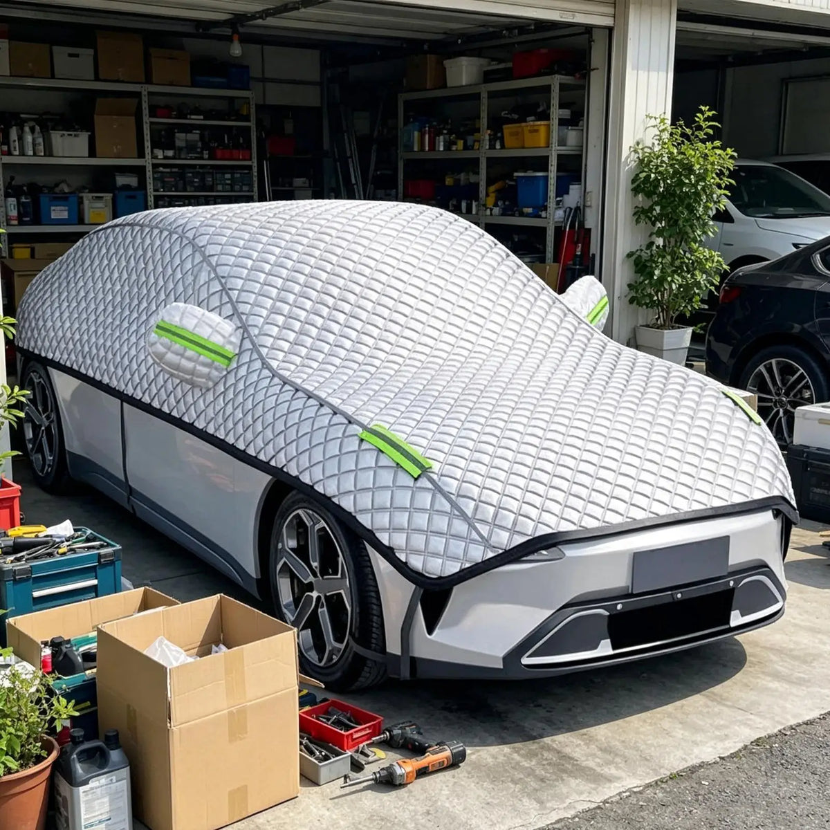 Half Car Cover – UV, Rain, Snow & Frost Shield for Sedans Half Car Cover Axl