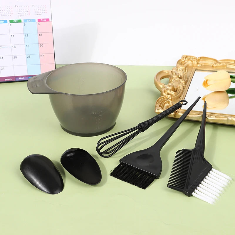 Hair Dye Brush & Bowl Set with Ear Caps & Mixing Rod – 6 Pc Hair Coloring Kit Axl