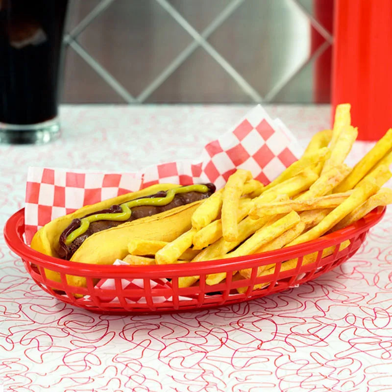 Reusable Plastic Oval Food Serving Baskets – 6, 10 or 24 Pack Food Serving Basket Axl