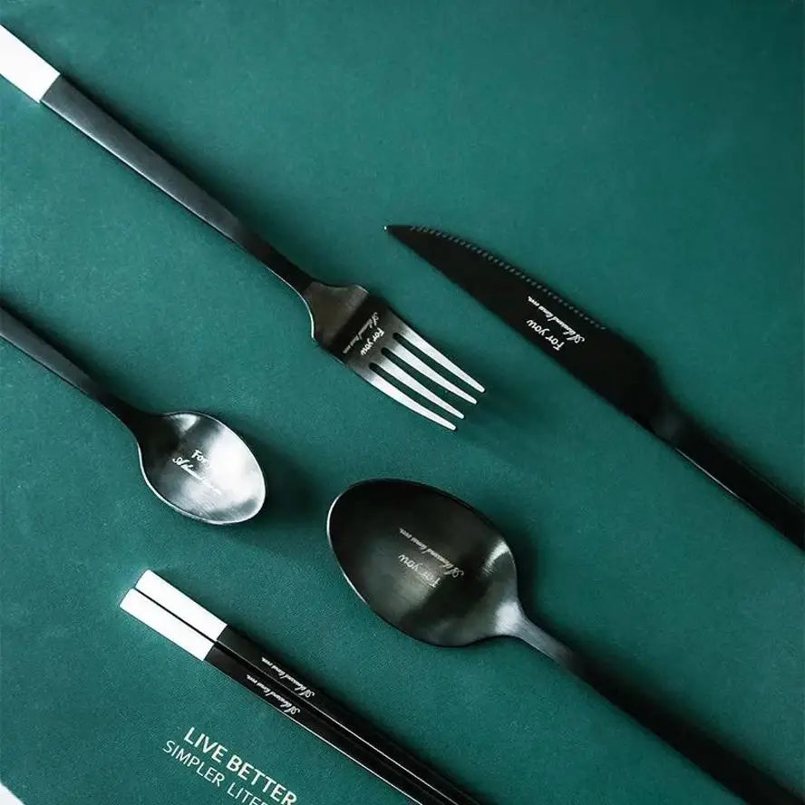 Stainless Steel Cutlery Set – Knife, Fork & Spoon Flatware Flatware Cutlery Set Axl