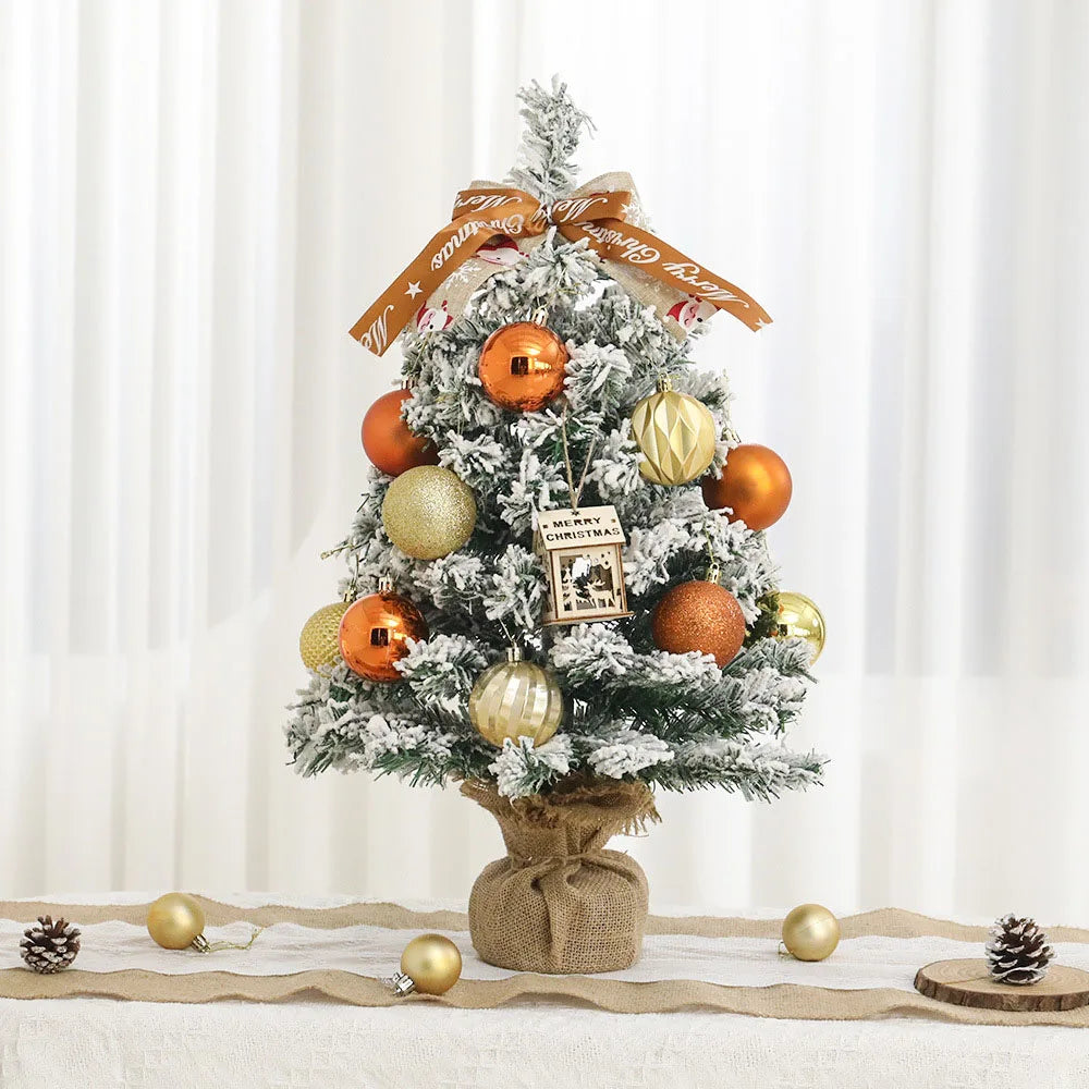 45cm Flocked Mini Christmas Tree – Artificial Tabletop Snowy Pine Artificial Christmas Tree Axl