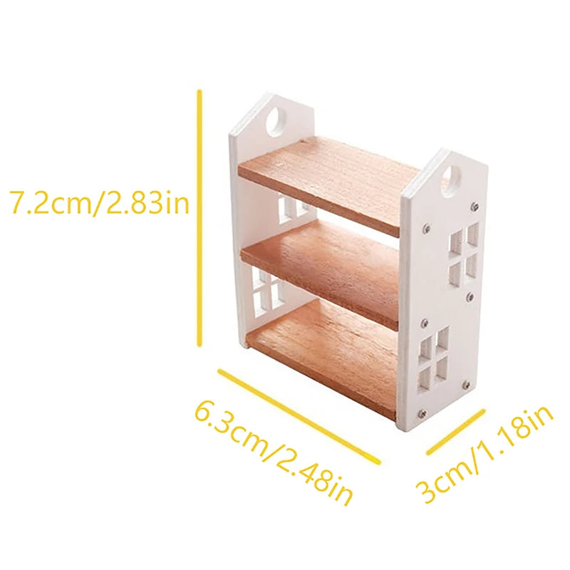 1:12 Dollhouse Miniature Bookshelf Three-Tier Display Rack Dollhouse Miniature Axl one size