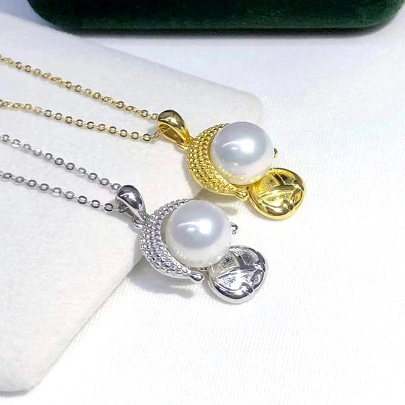 Huitan Buddha Pendant Necklace – Gold & Silver with Pearl Pendant Necklace Axl