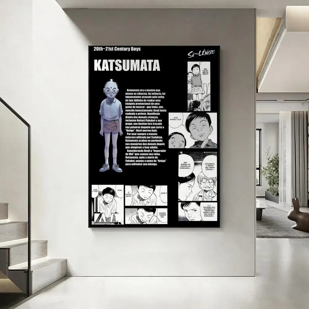 Anime 20th Century Boys HD Poster – Waterproof Sticky Wall Art Anime Wall Poster Axl White7 30X40cmNoframe