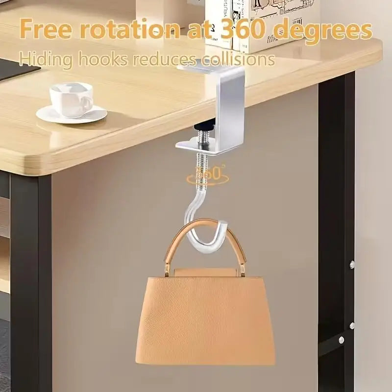 4-Pack Removable Desk Hooks – Backpack & Headphone Hanger Desk Organizer Hooks Axl