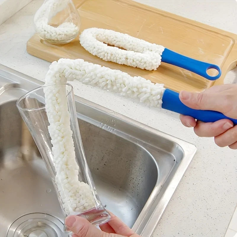Goblet & Wine Glass Cleaning Brush – Curved Pipe Scrubber Glass Cleaning Brush Axl