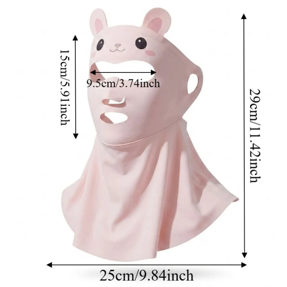 Kids Rabbit UV Face Mask UPF 50+ Cooling Ice Silk Neck Shield Kids Sun Mask Axl
