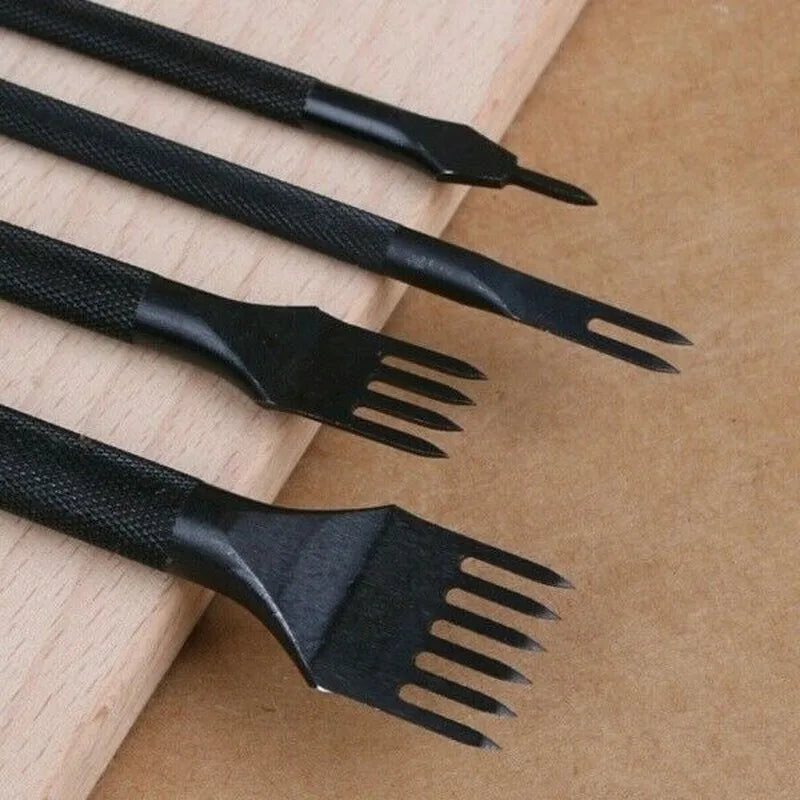 4-Piece Leather Stitching Hole Punch Set – 1 2 4 6 Prong Leather Craft Punch Set Axl