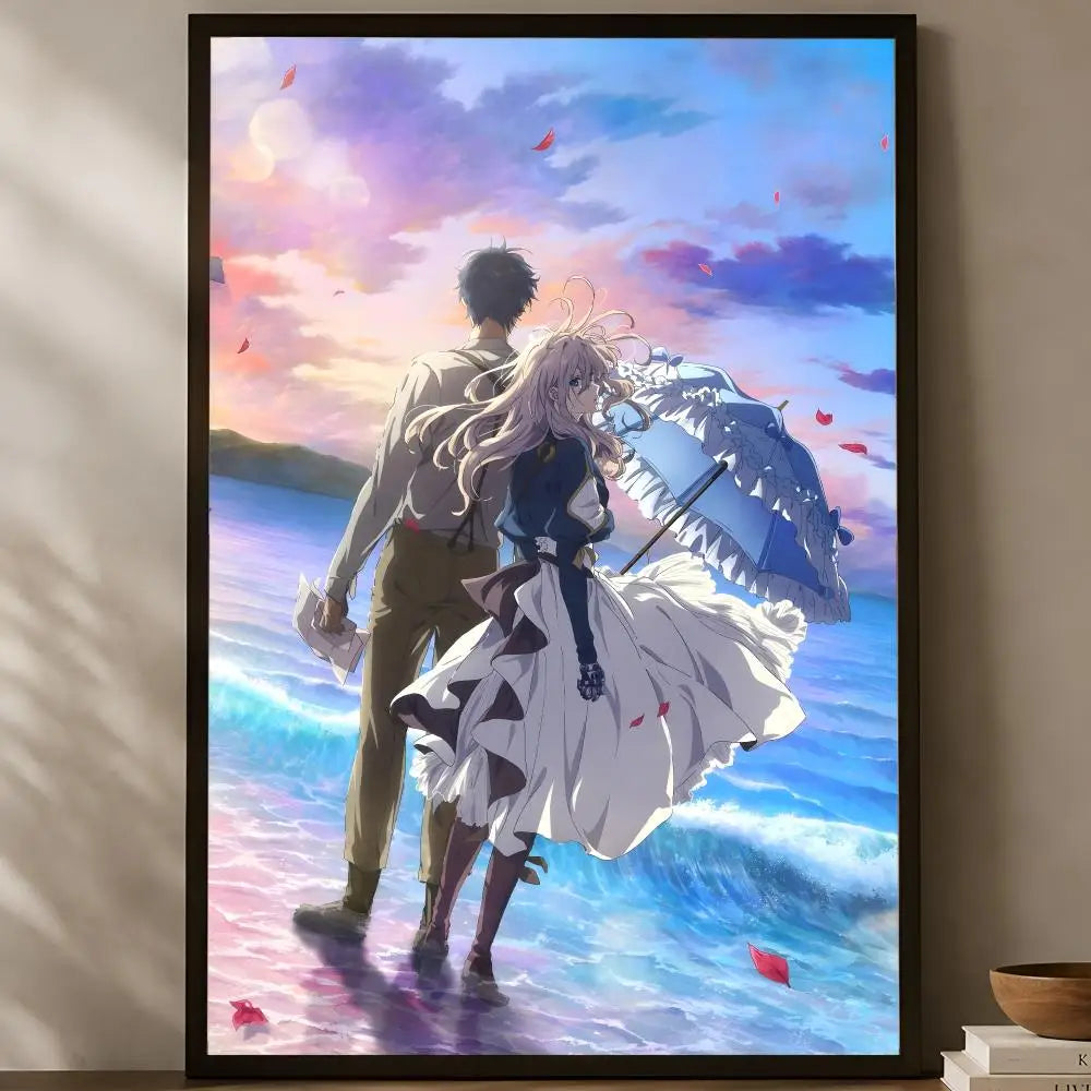 Violet Evergarden Anime Poster – Self-Stick HD Waterproof Wall Art Anime Wall Poster Axl White04 40X50cmNoframe