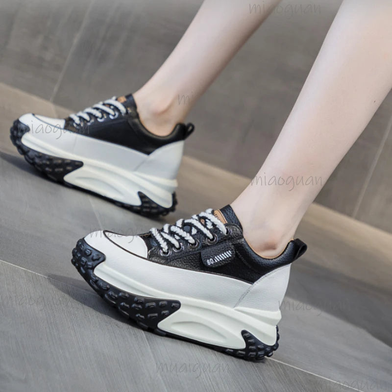 Women's 7cm Wedge Platform Sneakers – Chunky Heel Sport Shoes Wedge Platform Sneakers Axl