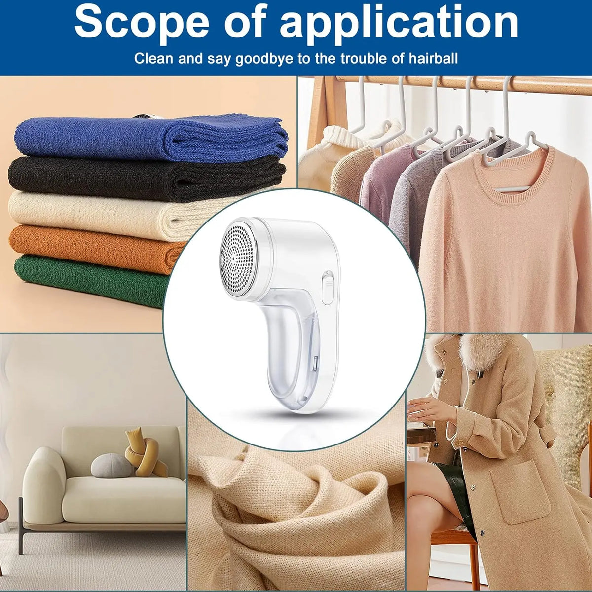 Rechargeable Fabric Shaver – Portable Lint Remover & Defuzzer Fabric Lint Shaver Axl